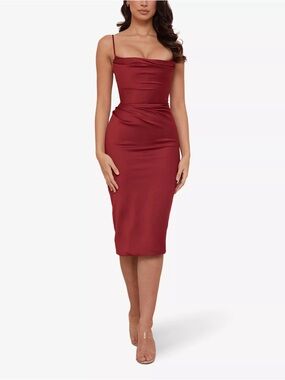 House of CB Anja Satin Corset Midi Dress Size Medium